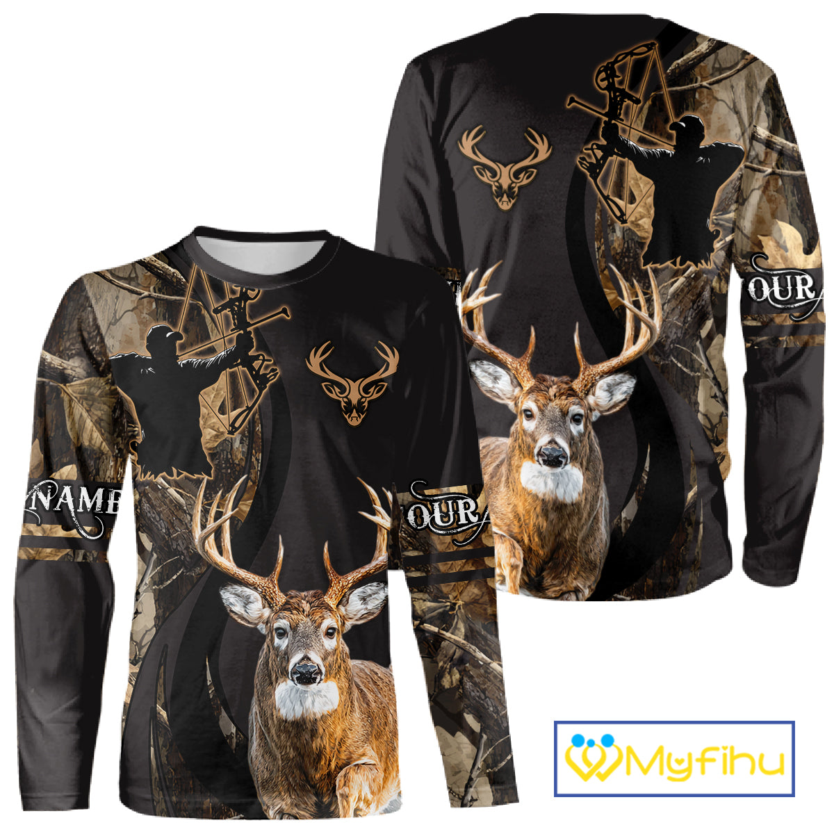 Deer Bow Hunting Camouflage Custom Name Shirts, Personalized Deer Hunting Clothes NBT342