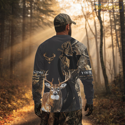 Deer Bow Hunting Camouflage Custom Name Shirts, Personalized Deer Hunting Clothes NBT342
