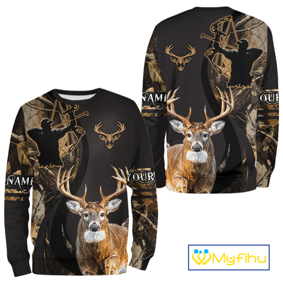Deer Bow Hunting Camouflage Custom Name Shirts, Personalized Deer Hunting Clothes NBT342