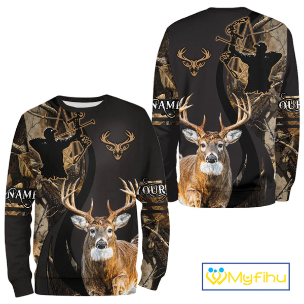 Deer Bow Hunting Camouflage Custom Name Shirts, Personalized Deer Hunting Clothes NBT342