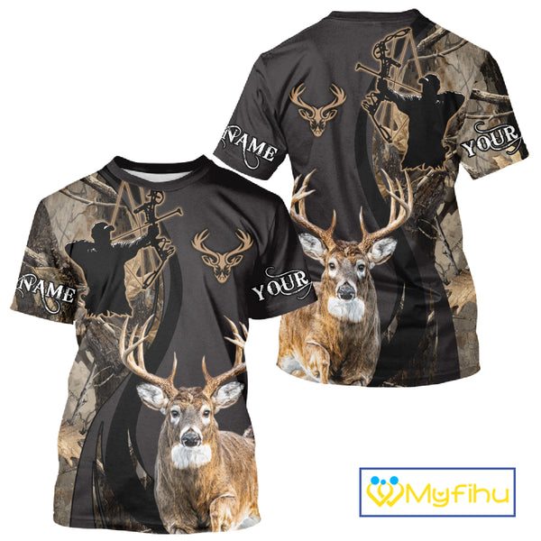 Deer Bow Hunting Camouflage Custom Name Shirts, Personalized Deer Hunting Clothes NBT342