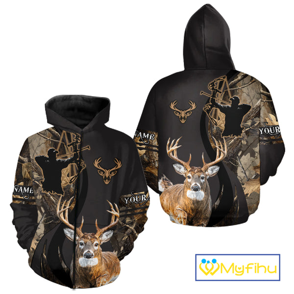 Deer Bow Hunting Camouflage Custom Name Shirts, Personalized Deer Hunting Clothes NBT342