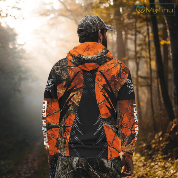 Personalized Deer Hunting Orange Camo 3D Printed Shirts, Hunting Gift Ideas for Hunter NBT237