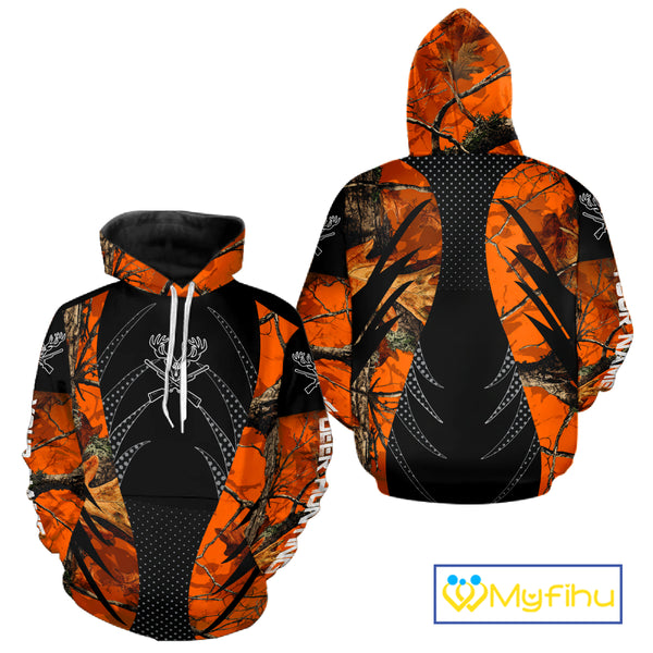Personalized Deer Hunting Orange Camo 3D Printed Shirts, Hunting Gift Ideas for Hunter NBT237