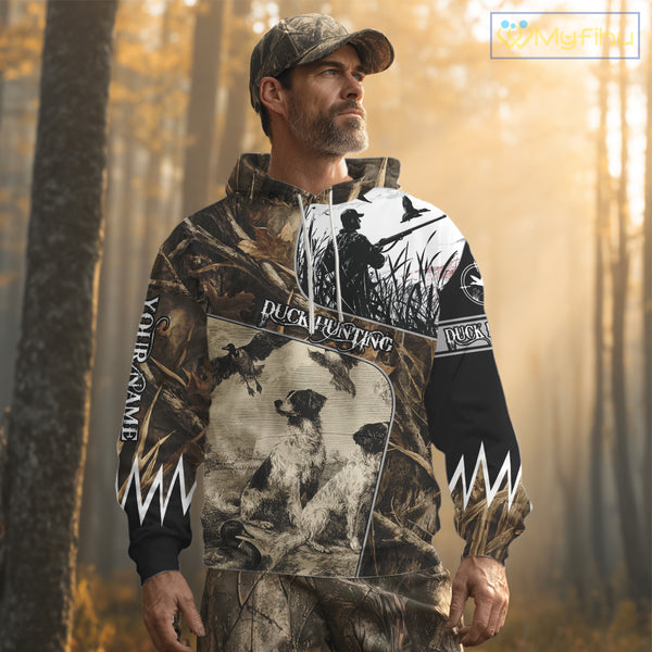 Duck Hunting Camouflage Mallard Duck Custom Name Shirts, Best Duck Hunting Season Gifts NBT149