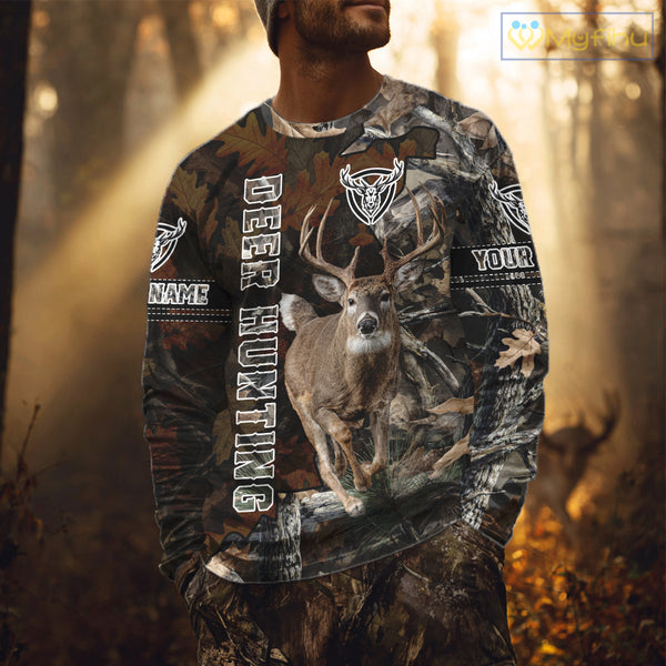 Deer Hunting Tree Camo Custom All Over Printed Shirt Personalized Hunting Gifts For Men NBT294