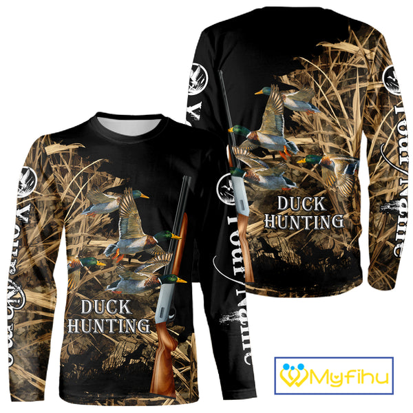 Camouflage Duck Hunting Custom Name 3D All Over Printing Shirts, Duck Hunting Gifts NBT159