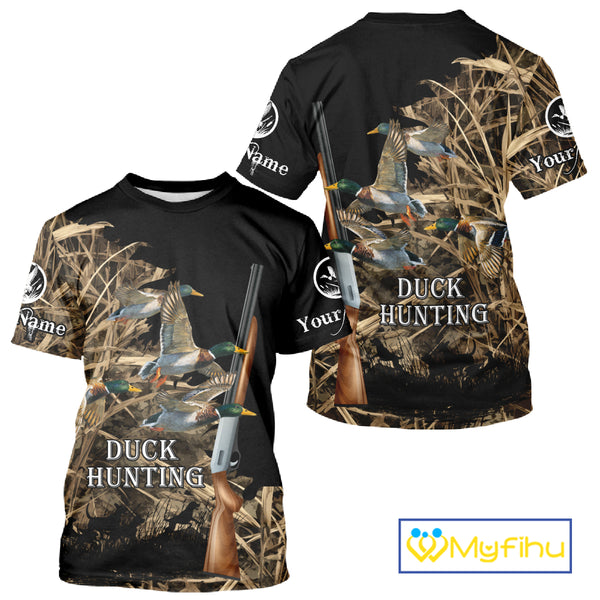 Camouflage Duck Hunting Custom Name 3D All Over Printing Shirts, Duck Hunting Gifts NBT159