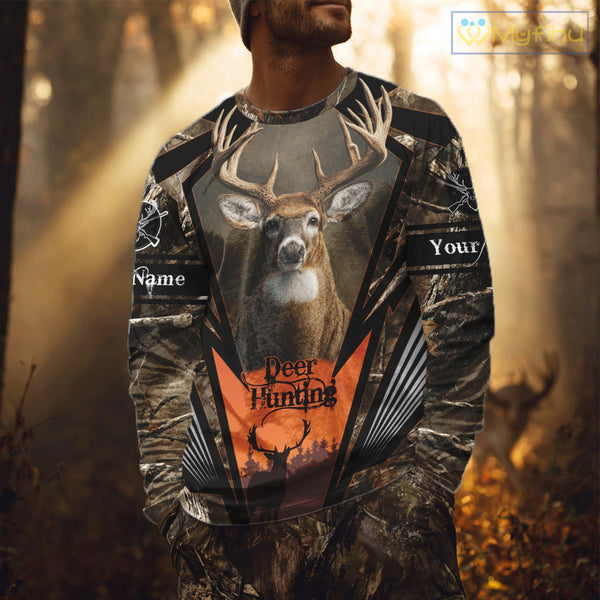 Deer Hunting Camo Customize Name 3D All Over Printed Shirts Personalized gift For Men NBT163