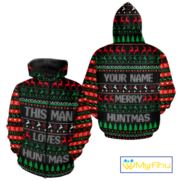 Deer Hunting Funny Ugly Christmas Sweatshirt Full Print Shirts Christmas Pattern, Christmas Gift NBT301