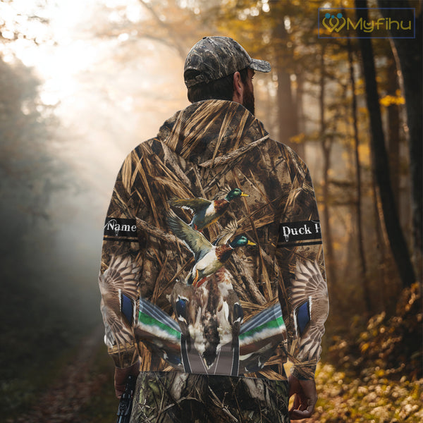 Personalized Mallard Duck Hunting Camo 3D All Over Print Custom Name Shirts, Hunting Gifts NBT181