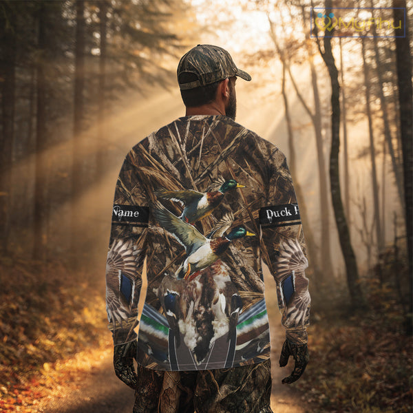 Personalized Mallard Duck Hunting Camo 3D All Over Print Custom Name Shirts, Hunting Gifts NBT181
