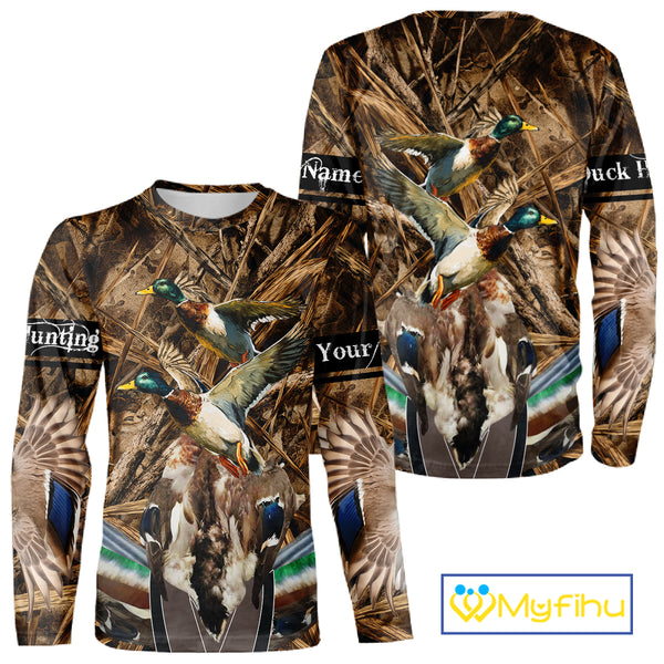 Personalized Mallard Duck Hunting Camo 3D All Over Print Custom Name Shirts, Hunting Gifts NBT181