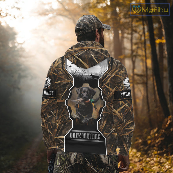 Custom Mallard Duck Black Lab Retriever Hunting Camo 3D Printed Custom Name Shirts, Hunting Gifts NBT189