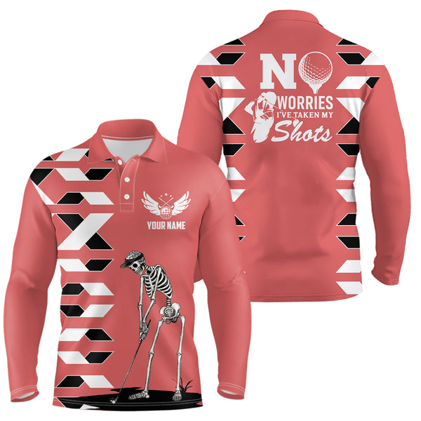 Mens Skull Golf Polo Shirts Personalized Pink Golf Shirts For Men, Halloween Golf Gifts LDT0241