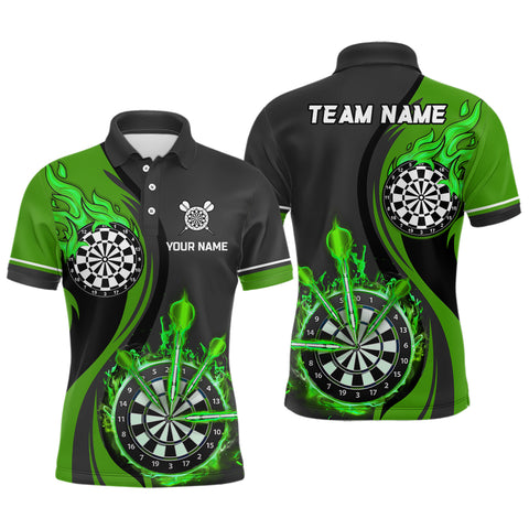 Green Fire Dartboard Mens Darts Polo Shirt Custom Darts Shirt For Men Dart Jerseys LDT1473