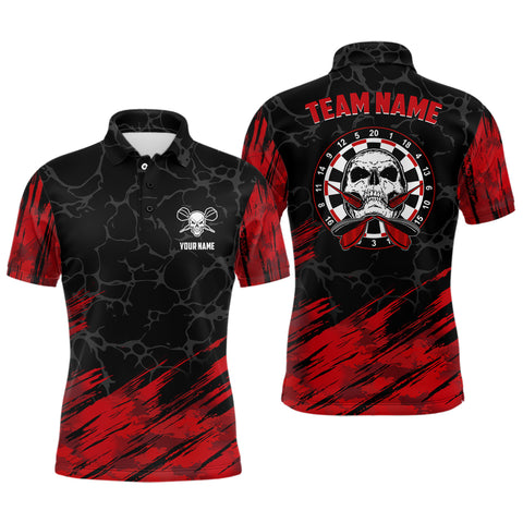 Personalized 3D All Over Print Skull Mens Darts Polo Shirt Red Black Dart Jerseys For Men LDT0449
