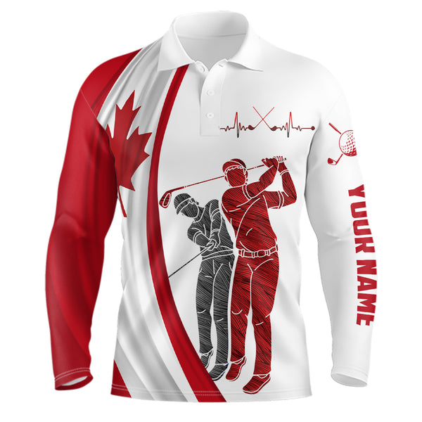 Canada Flag 1st of July Mens Golf Polo Shirts Custom Patriotic Golf Shirts For Men Golfing Gifts LDT1425