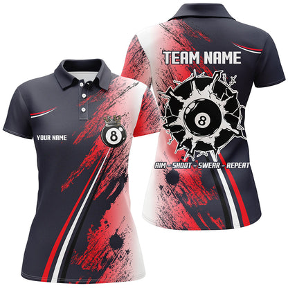 Personalized 8 Ball Billiards Shirts For Women Custom 8 Ball Pool Jerseys Mens Billiard Shirts VHM1181