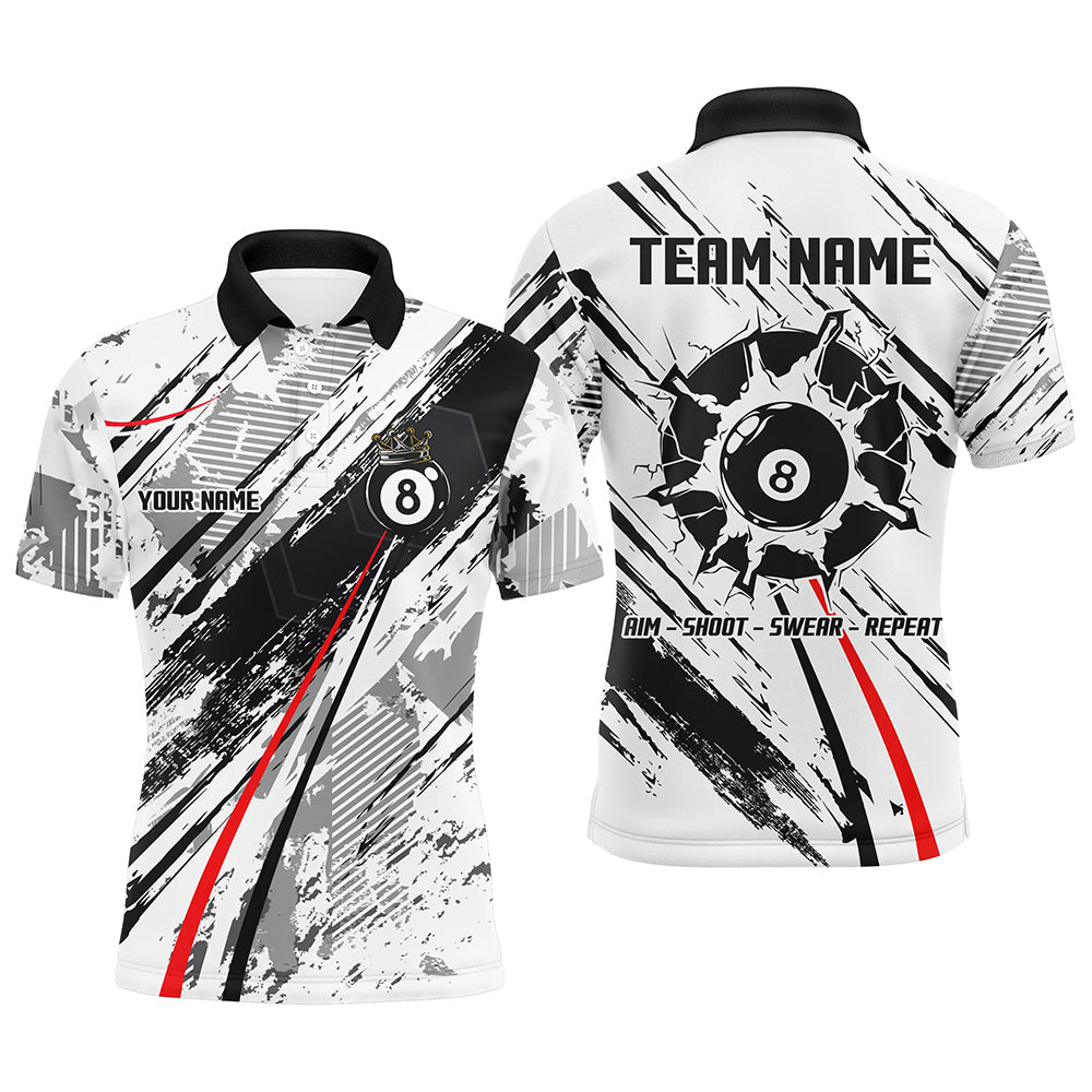 Personalized 8 Ball Billiards Shirts For Men, 8 Ball Pool Jerseys Custom Mens Billiard Shirts VHM1198