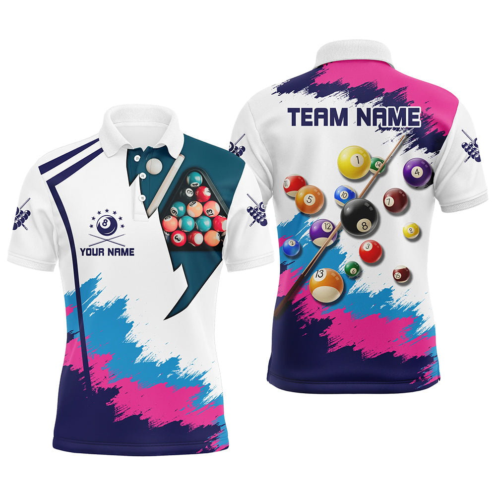Personalized Colorful Billiard Shirts For Men Custom 3D Pool Balls Billiard 8 Ball Team Jerseys VHM1185