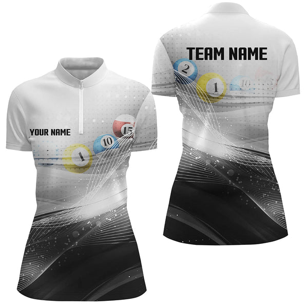 Personalized Black White Billiards Shirts For Women Billiards Team Shirts Custom Billiard Jerseys VHM1200