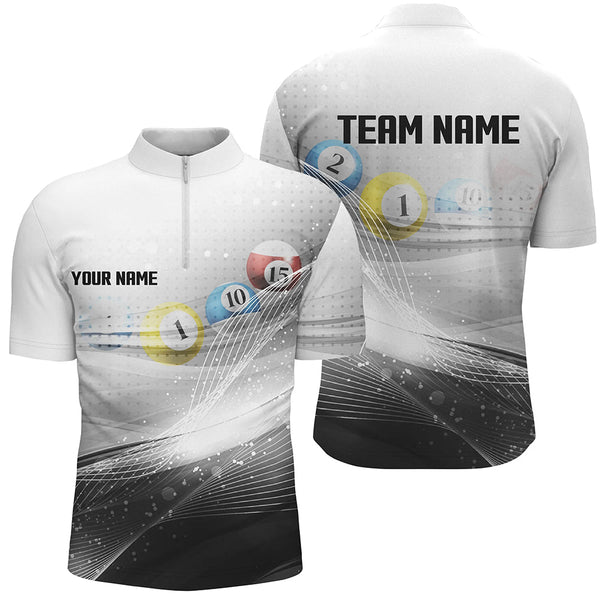 Personalized Black White Billiards Shirts For Men Billiards Team Shirts Custom Billiard Jerseys VHM1200