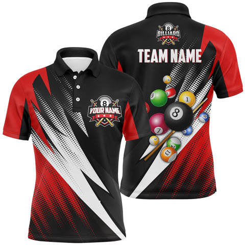 Billiard 8 Ball Pool Custom Name 3D Polo Shirts For Men, Personalized Billiard Pool Balls Jerseys VHM0060