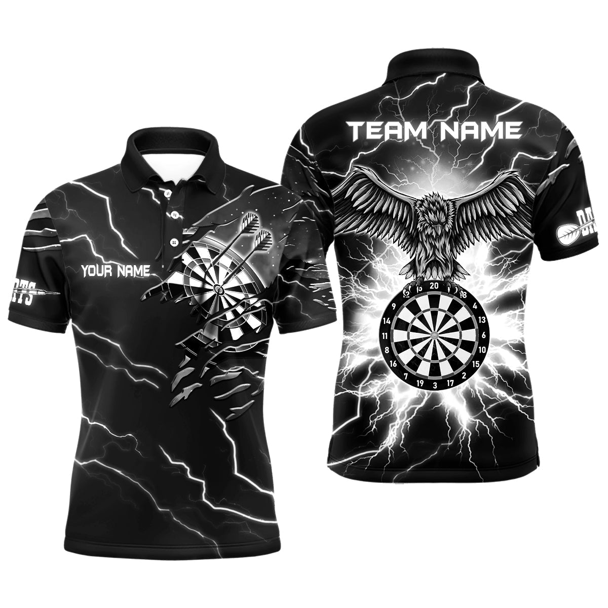 Personalized Thunder Black White Eagle Dart Polo Shirts Custom Dart Shirts For Men Dart Team Shirts VHM1144