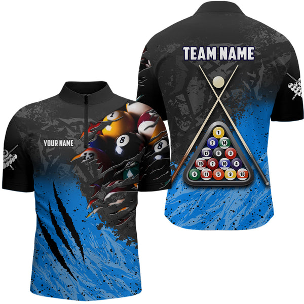 Personalized Blue Black 8 Ball Billiards 3D Shirts For Men Custom Pool Billiards Team Jerseys VHM1186
