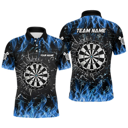 Personalized Blue Fire Glass Break Dart Shirts Custom Dart Jerseys For Men Dart Team Shirts VHM1193
