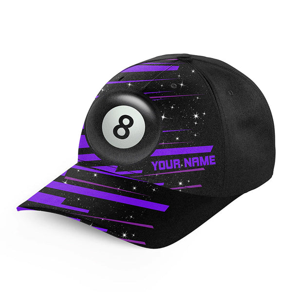 Purple 8 Ball Pool Billiard Jerseys Caps, Custom Name Top Hat Billiards For Pooler TDM0920