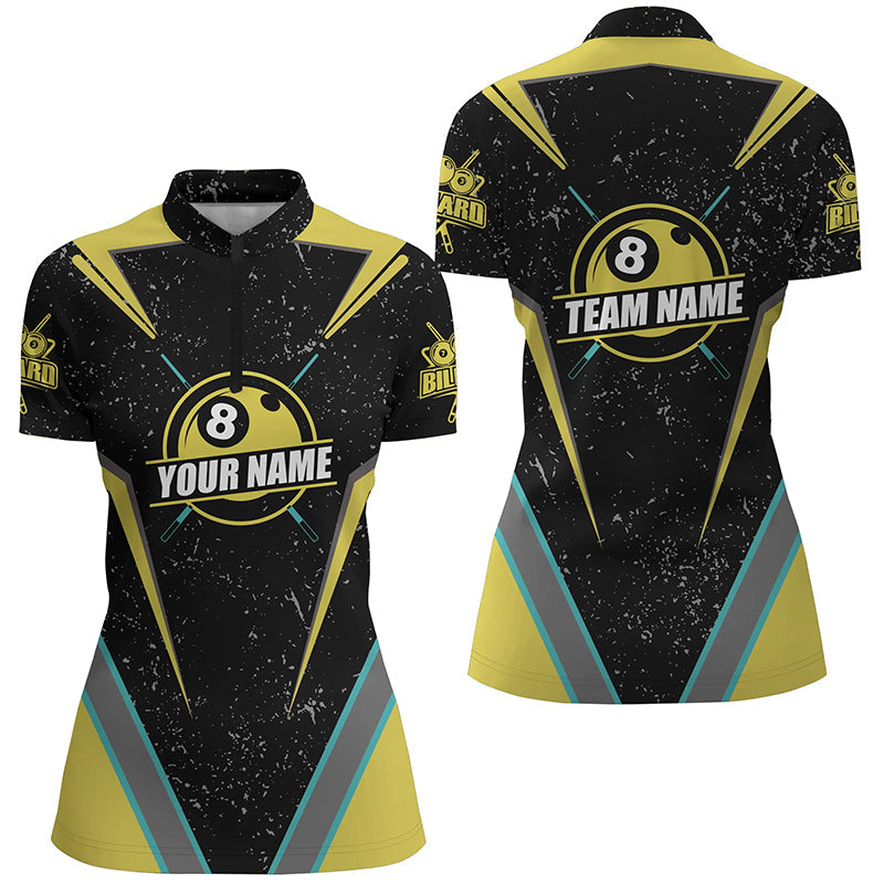 Personalized Billiard Jerseys Grunge Style Women Quarter-Zip Shirts Custom Pool Team Jersey TDM0412