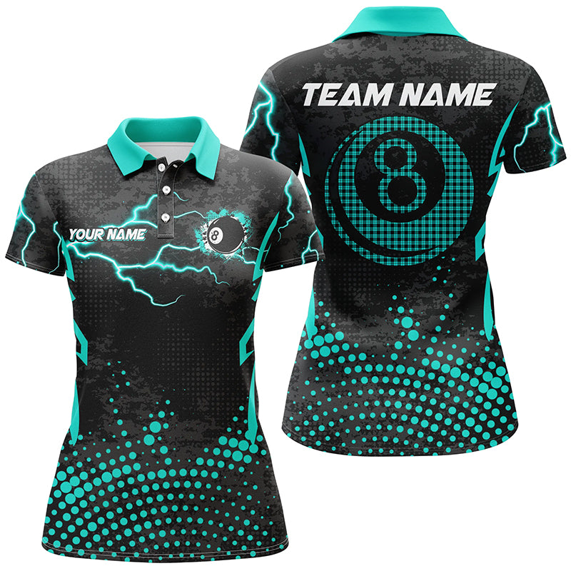 Personalized Turquoise 8 Ball Point Billiard Women Polo Shirt Best Custom Billiards Apparel Clothing TDM1524