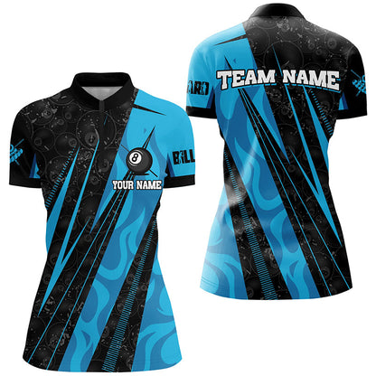 Personalized Blue Billiard Tournament Sport Shirts For Women, Best Billiard Team Jerseys Uniform TDM1768