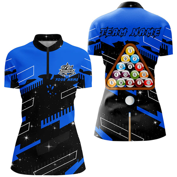 Personalized Blue 8 Ball Pool Jerseys Billiard Shirts For Women Custom 8 Ball Billiard Team Shirts TDM1962