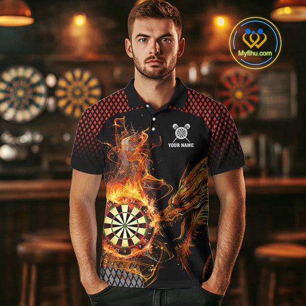 Personalized Dartboard Flame Smoke Custom Dragon Darts Shirt For Men, Darts Team Jersey |Orange TDM4311