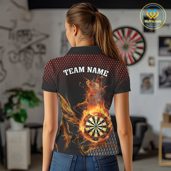 Personalized Dartboard Flame Smoke Custom Dragon Darts Shirt For Women, Darts Team Jersey|Orange TDM4311