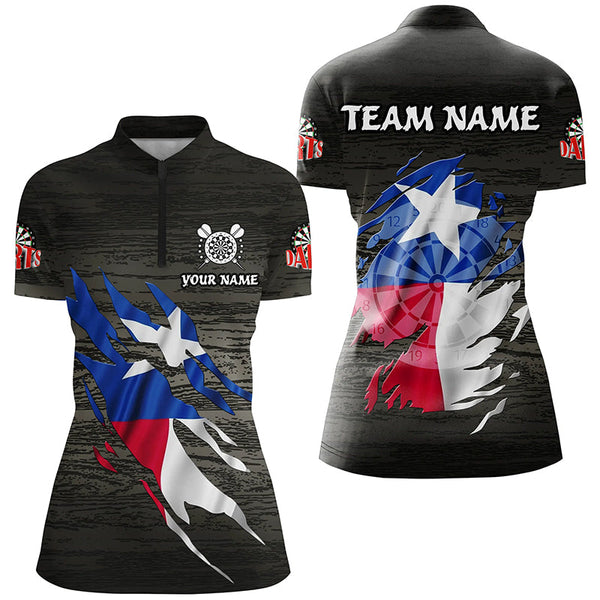 Personalized Grey Grunge Texas Flag Darts Shirts For Women Custom Patriotic Darts Team Jerseys TDM2171