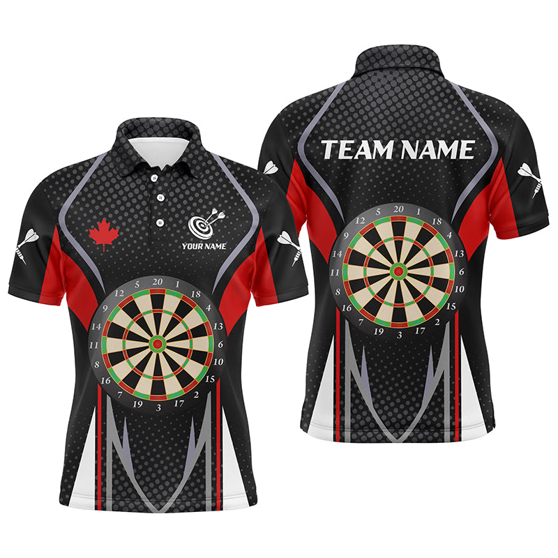 Personalized Dart Board Canadian Flag Dart Polo Shirts For Men Custom Patriotic Canada Dart Shirts TDM1198