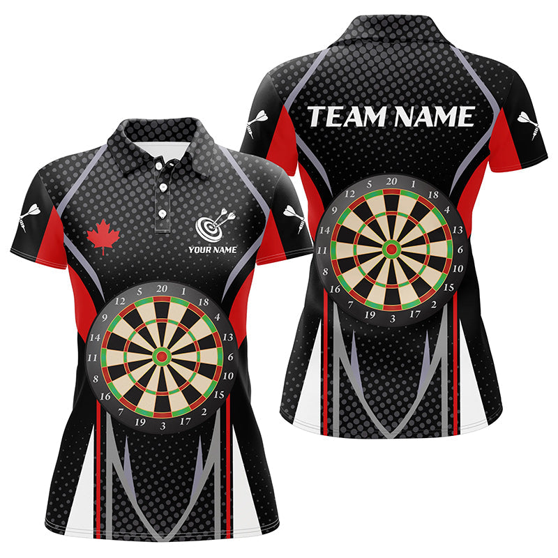 Personalized Dart Board Canadian Flag Dart Polo Shirts For Women Custom Patriotic Canada Dart Shirts TDM1198