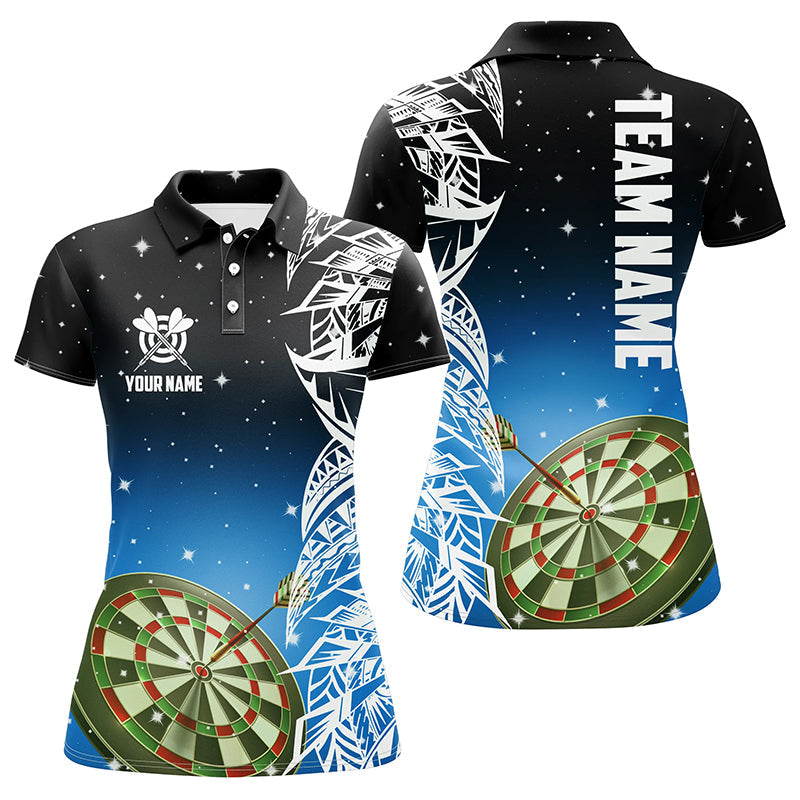 Personalized 3D Dart Board Blue Version Women Polo Shirts Custom Dart League Shirts Dart Jerseys TDM1201