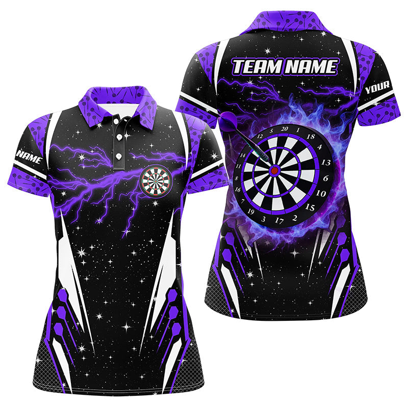 Personalized Thunder Lightning Purple Dart Jersey Women Polo Shirts Custom Team League Dart Shirts TDM1399
