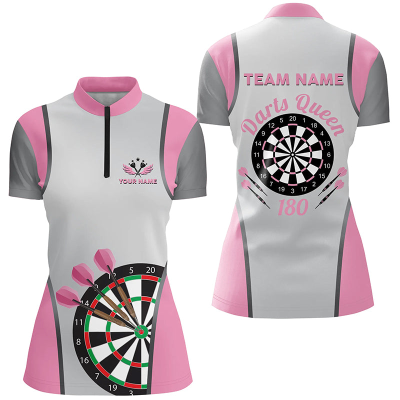 Pink Darts Queen 180 Women Darts Quarter-Zip Shirts Best Customized Mother's Day Darts Gifts TDM1402