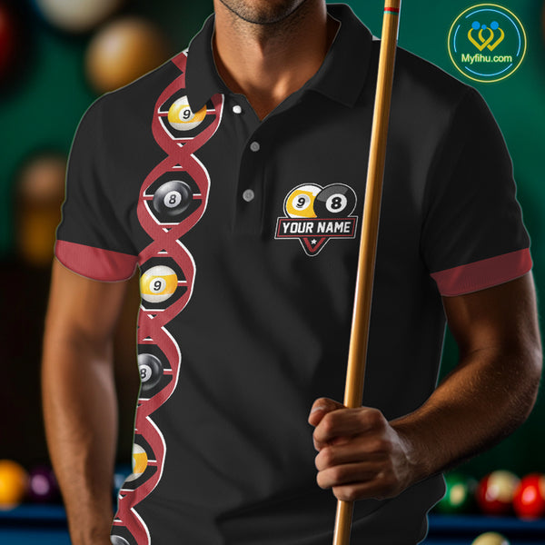 DNA Billiard 8 Ball & 9 Ball Shirts For Men Custom Funny Pool Billiard Jerseys Team Polo & 1/4 Zip TDM3863