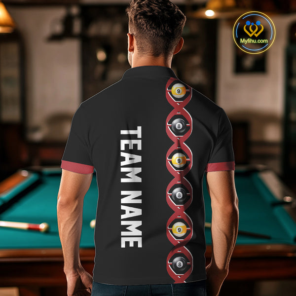 DNA Billiard 8 Ball & 9 Ball Shirts For Men Custom Funny Pool Billiard Jerseys Team Polo & 1/4 Zip TDM3863