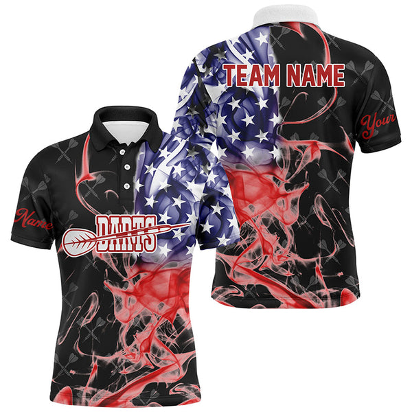 Customized Black Darts Pattern American Flag Smoke Men Darts Shirts Custom Patriotic Darts Jersey TDM1588