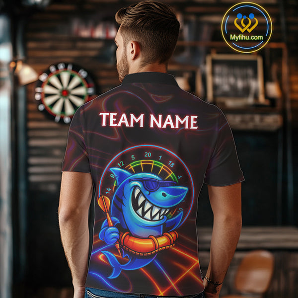 Personalized Neon Funny Shark Darts Shirt For Men Custom Darts Team Jersey Outfit, Darts Gifts TDM4319
