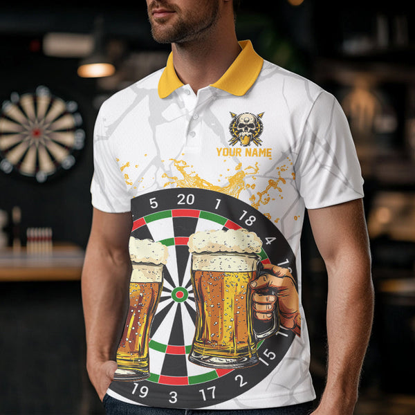 Funny Darts And Beer Aim For Fun Drink For Cheer Custom Men Dart Shirt, Drinking Darts Jersey|White TDM3398