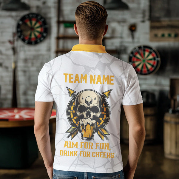 Funny Darts And Beer Aim For Fun Drink For Cheer Custom Men Dart Shirt, Drinking Darts Jersey|White TDM3398